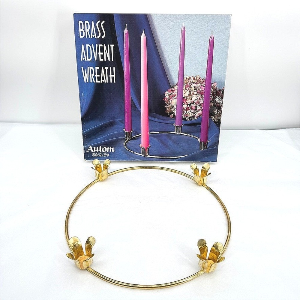 Autom Brass Advent Wreath Candle Holder Christmas Religious Decor Round